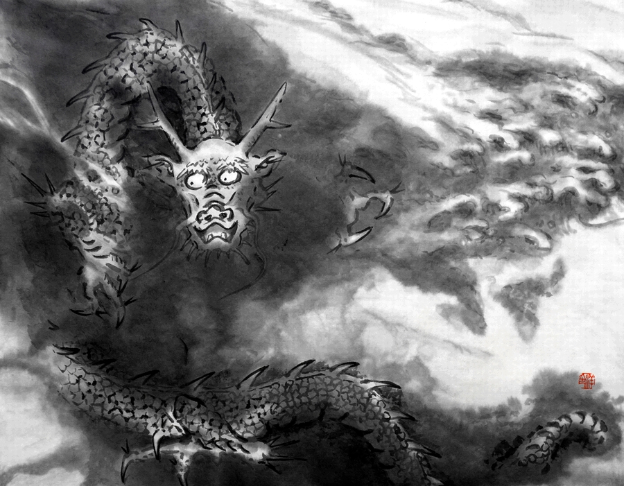 六龍図４「海中の龍」